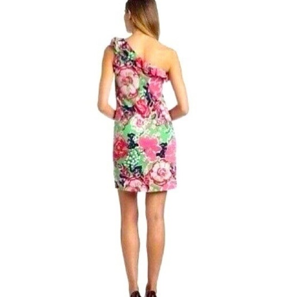 Lilly Pulitzer One Shoulder Ruffle A Thing Called Love Mini Floral Dress Size XS - Picture 2 of 7